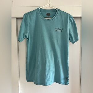 Maui T-Shirt Men's Medium Short Sleeve Blue Cotton Blend Stained Adults M